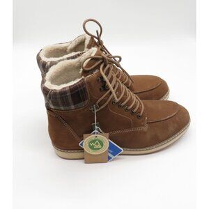White Mountain Brown Plaid High-Top Lace-Up Boots Faux Fur Lining Size 11 NEW
